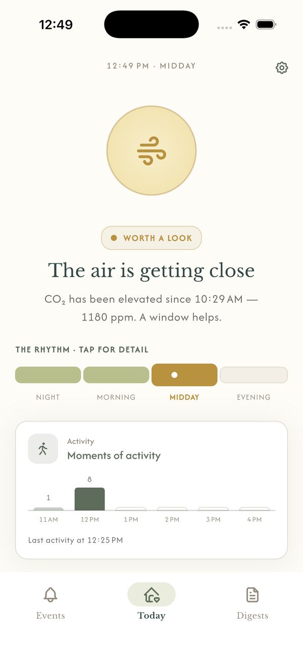The sensea app on a phone.